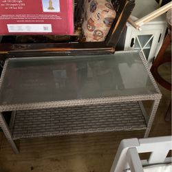 Glass And Wicker Table
