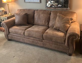 Brown Faux Leather Couch