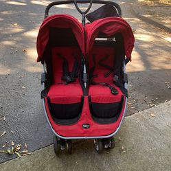Red Britax Double Stroller 