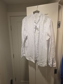 L White Linen Long Sleeve Shirt
