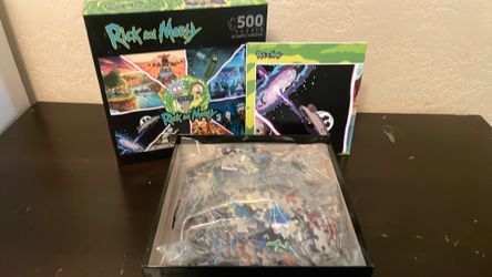 RICK AND MORTY ADULT SWIM 500 Unopened Bag Of Piece PUZZLE With Poster