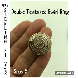 925 Sterling Silver Dual Texture Swirl Ring 5
