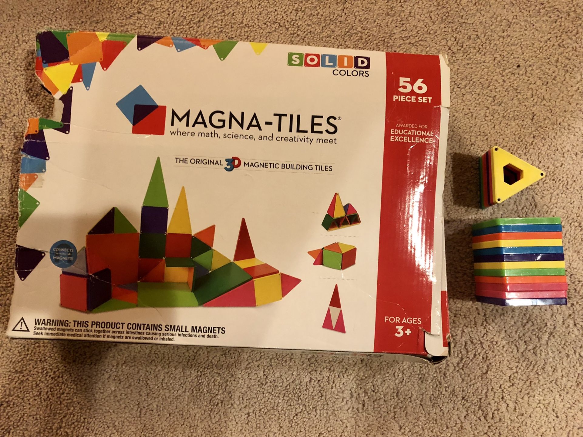 56 Piece Magma-tiles Solid Colors + Bonus Set