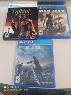 $20 Each Games PS4 Mad Max, Final Fantasy Xv, Windows PC Fallout Great Condition 