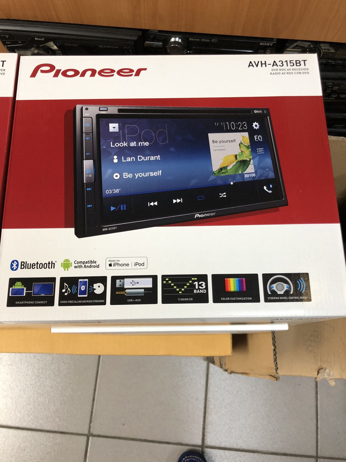 Pioneer AVH-A315BT 6.8" 2-Din WVGA AV Receiver Bluetooth USB DVD Car Headunit