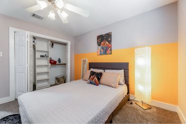 Queen bed/mattress/frame/risers/linens