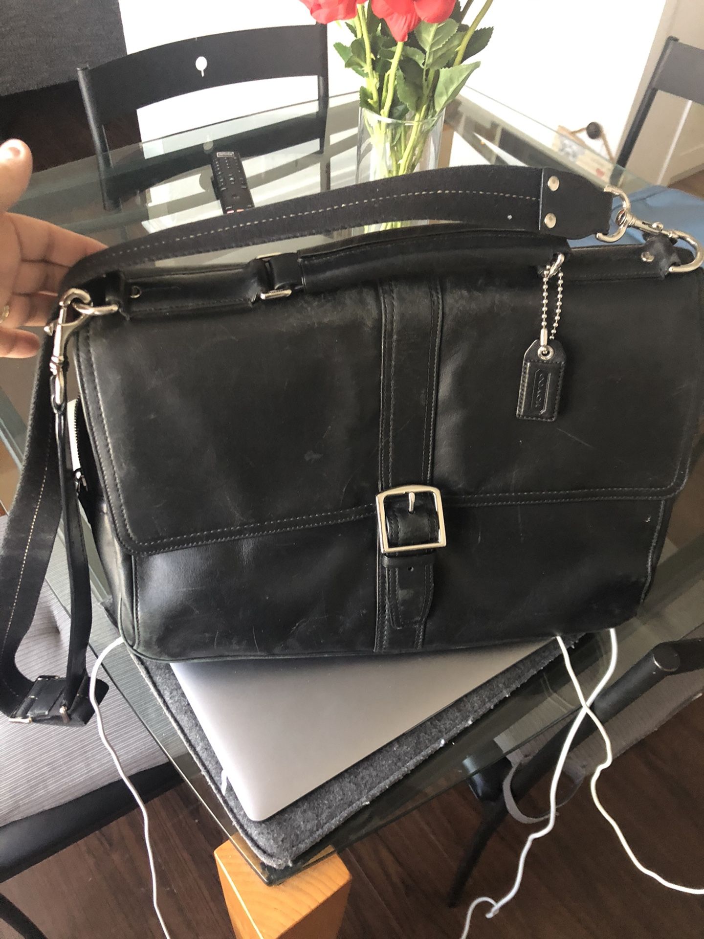 Coach laptop / messenger bag with many compartments