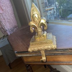 Gold Fleur-de-Lis Stocking Holder – Heavy Mantel Hook