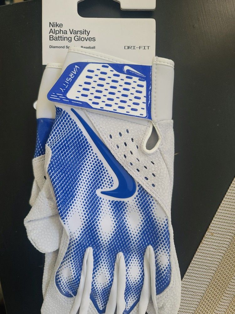 Nike Alpha Varsity diamond sports baseball batting gloves Dri-Fit brand new. $40 new. Asking 25