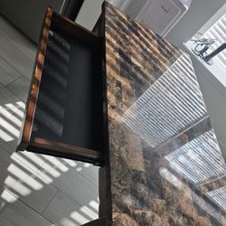 Faux Marble Computer Desk With Drawer