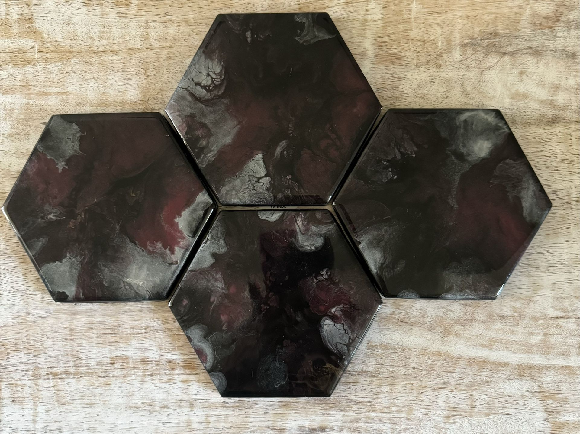 Ceramic Tile Coasters With Acrylic Color Pour Finished With Epoxy Resin