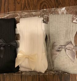 3 Pairs of Girls Tights with Bow