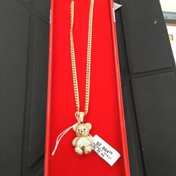 10k Cuban Link With Diamond Bear 