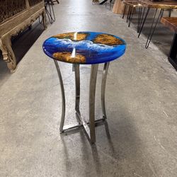 Ocean Resin Round End Side Table 