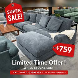 Corduroy 4 Piece Modular Sectional Sofa 
