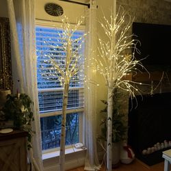 Berkley Jensen 7ft LED Birch Tree- Set Of 2