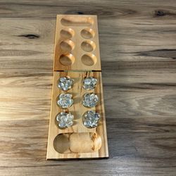Classic Wooden Folding Mancala Board Game with Clear Stones Family Strategy Game