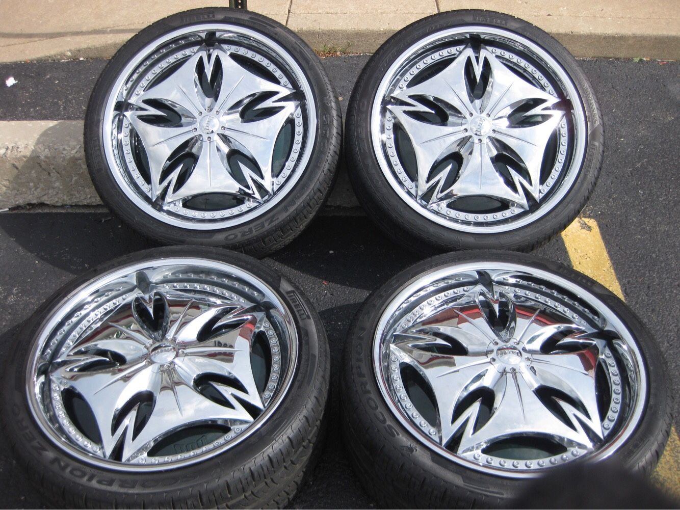 DUB ESINEM 22" CHROME SPINNERS RIMS WITH PIRELLI TIRES! 5 LUG 5X5 5X139.7