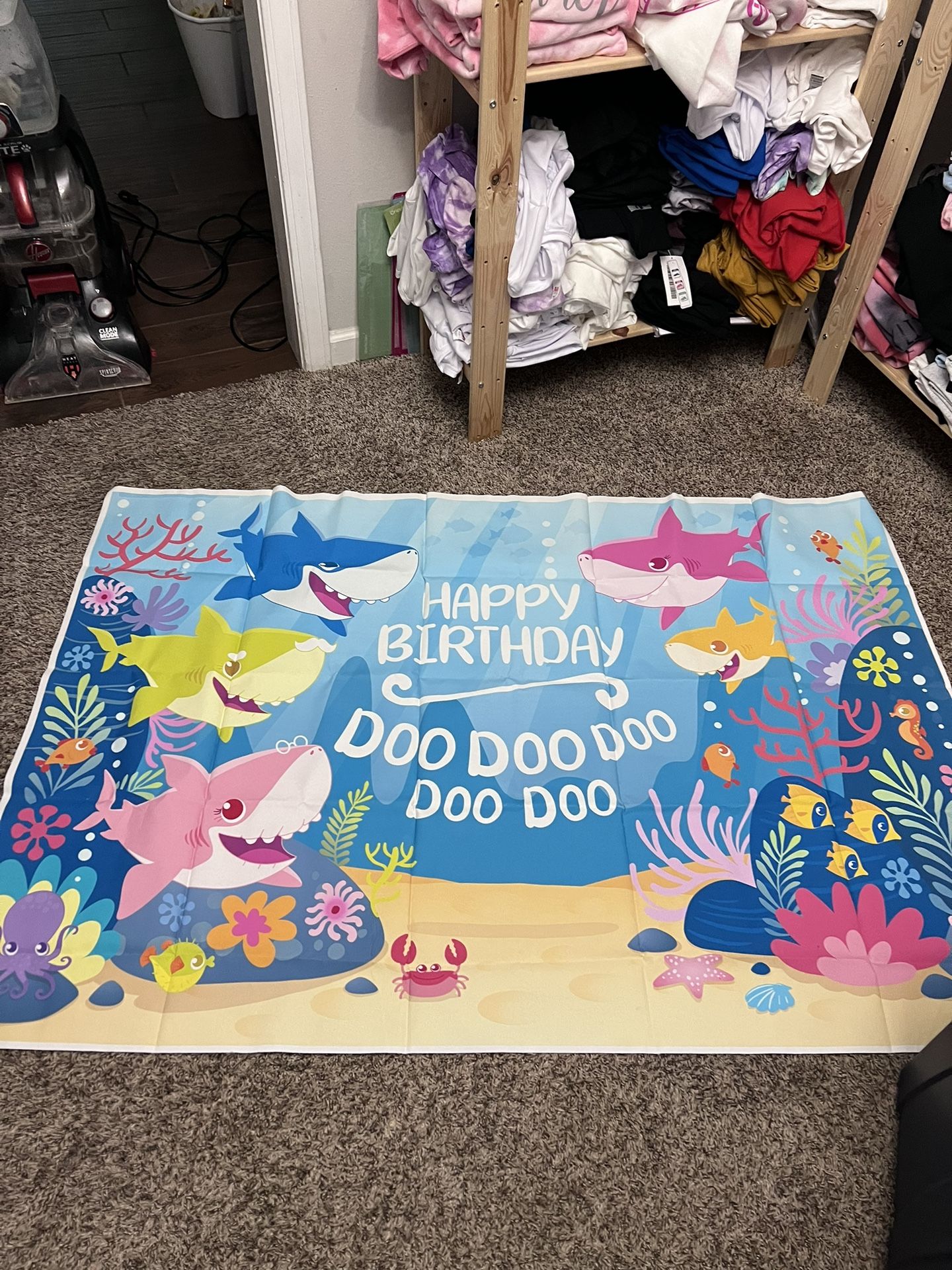 Birthday Baby Shark Backdrop