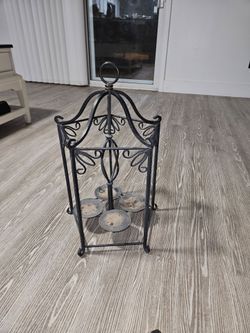 Wrought Iron Multi-Candle Holder Stand