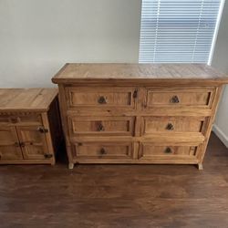 Rustic Solid Wood Dresser + Matching Nightstand