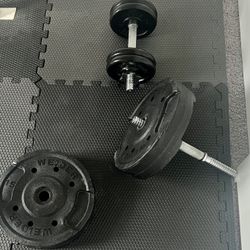 Weights and Bench With 2 Barbel Rods