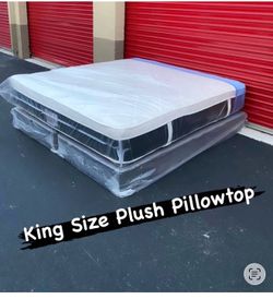 NEW Mattress King Size Plush Pillowtop With Box Spring // Offer  🚚