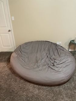 Big Joe Fuf XXL Giant Foam Bean Bag Chair with Removable Cover – Fog Grey