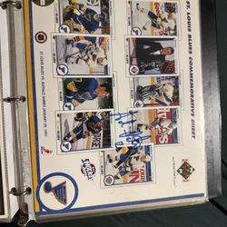 St Louis Blues  Hull Brind’Amour Joseph Cavallini Brown Riendeau signed Oates