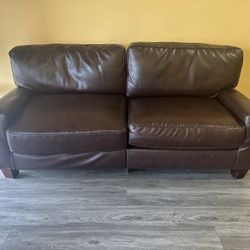 Brown Faux Leather Couch