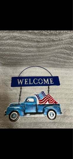 Patriotic Metal Welcome Sign