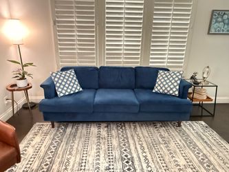 Blue Velvet mid century sofa