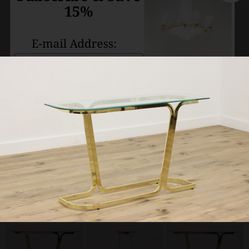 Brass & Beveled Glass Vintage Sofa or Hall Console Table