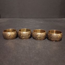 Ornate Brass Napkin Rings Set Of 4