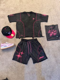 Zaryx Black & Pink T-Shirt and Shorts Set