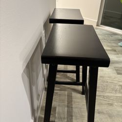 Mainstays Indoor 24" Counter Height Backless Saddle Wood Stool Set of 2 In Black