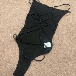 New Medium Black Festival Bodysuit Top Lingerie 