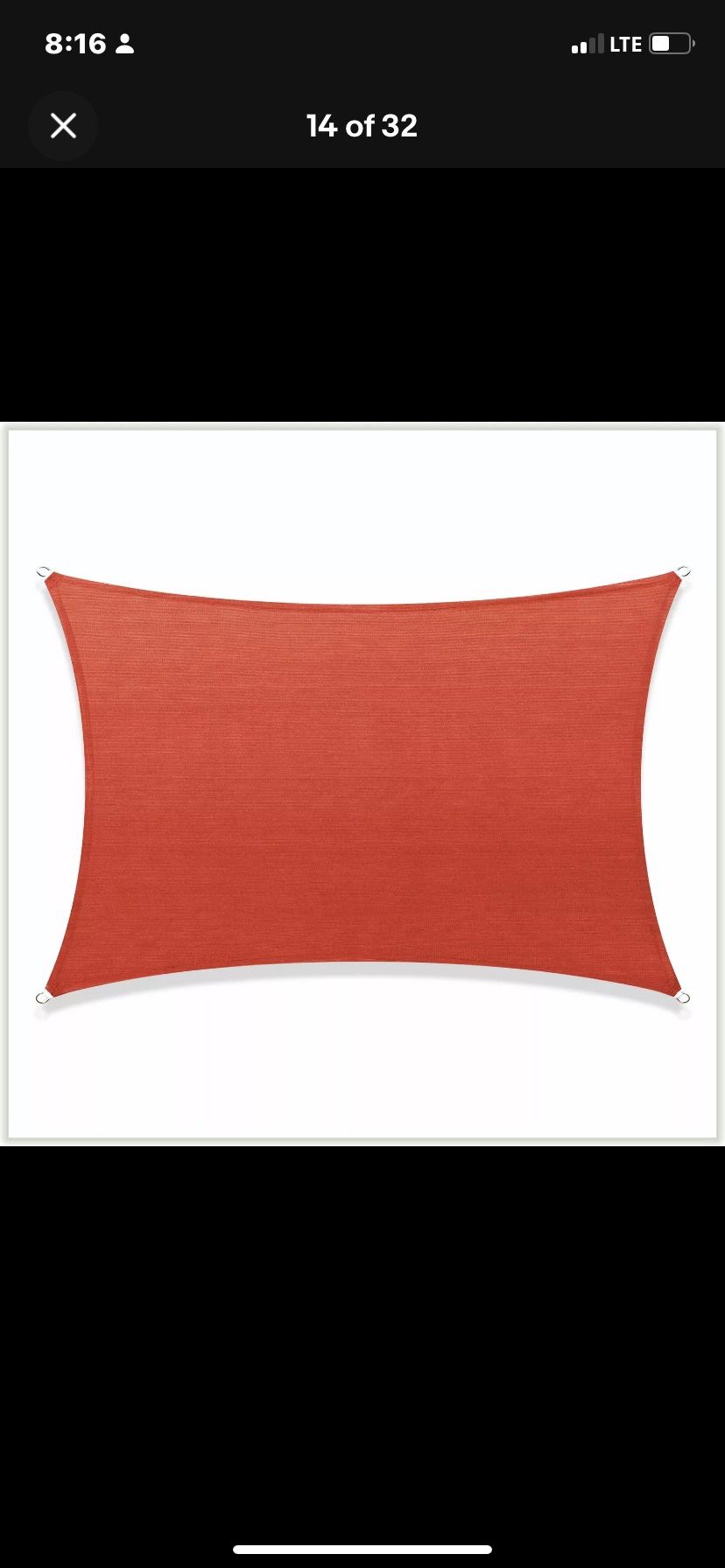 New In Box 16.5 X16.5 Feet Rectangular Sun Sail Shade Screen Terracotta Color With 4 Ropes Included