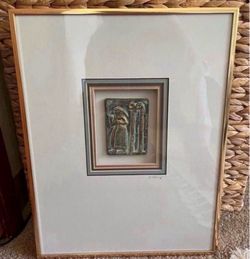 Framed ceramic artwork from the "Sumerian III" series by American artist Harris G. Strong