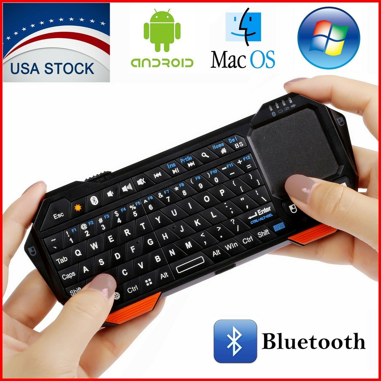Mini Wireless Bluetooth Keyboard Touchpad iOS Android Windows Portable Backlit