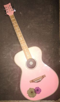 Pink daisy rock acoustic guitar