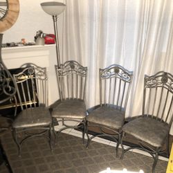 Set Of 4 Medal Chairs and A Round Table with Glass