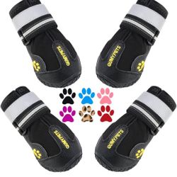 QUMY Dog Shoes for Large Dogs, Medium Dog Boots & Paw Protectors for Winter Snowy Day, Summer Hot Pavement, Waterproof in Rainy Weather, Outdoor Walki