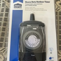 Heavy Duty Outdoor Timer 2-Outlet Easy To Use Push Pins