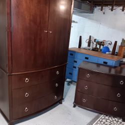 Lane Dark Mahogany Armoire/Wardrobe, Dresser and Bedroom Nightstand