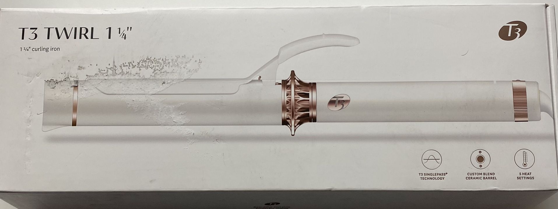 OPEN BOX T3 Micro Twirl Ceramic Curling & Styling Iron in White - 1 1/4"