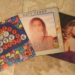 Three vinyls, Ed Sheeran Katy Perry and Taylor swift