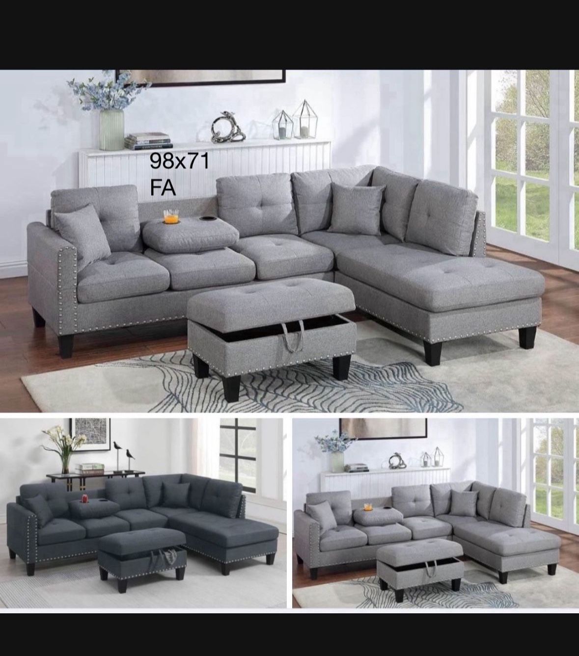 Sectional With Ottoman Set