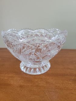 Vintage cut footed crystal bowl