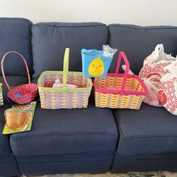 Easter baskets and plastic eggs